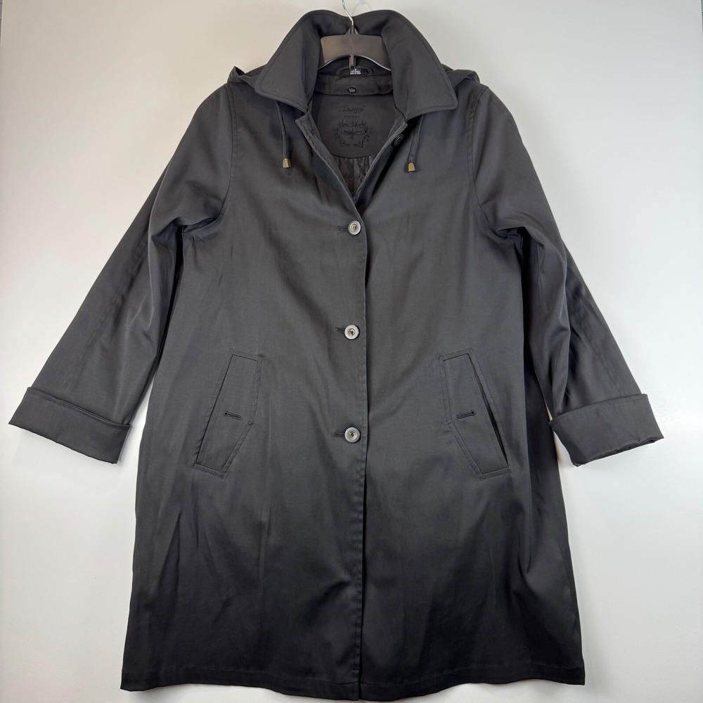 Ensign London Mens Black Trench Coat Detachable Quilted Liner Hooded Jacket M‎